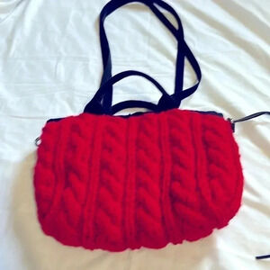 Muun Red cable knit handbag crossbody NWT